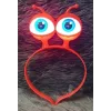 Led Işıklı Pilli 3 Farklı Modda Yanan Uzaylı Göz Parti Tacı Kırmızı Renk 18x12 Cm