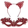 Şık Kırmızı Dantel Maske Ve Taç Seti 5 No – Maskeli Balo Özel Etkinlikler