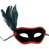 Siyah Renk Yandan Tüylü Siyah Süet Kaplama Parti Balo Maskesi 21x20 Cm