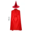 Yetişkin Boy 120 Cm Kırmızı Yakalı Pelerin Ve Kırmızı Cadı Şapkası