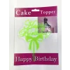 Happy Birthday Yazılı Fiyonklu Pasta Kek Çubuğu Yeşil Renk