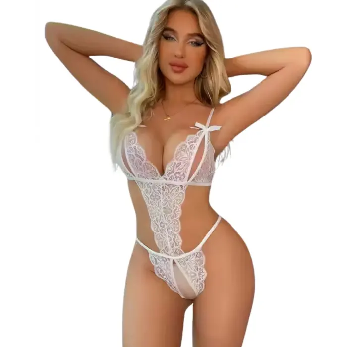 LYYN Büyük Beden Fantezi Beyaz Dantelli Babydoll