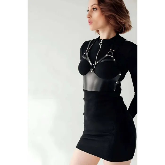 LYYN Deri Harness Büstiyer, Şık Deri Korse - Brf872