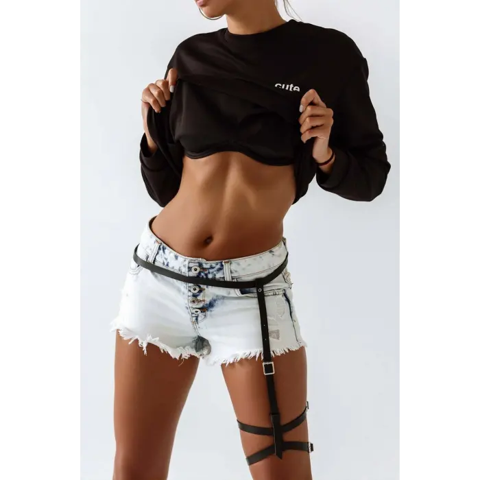 LYYN Deri Tek Bacak Harness, Deri Şort Ve Etek Aksesuarı - Brf769