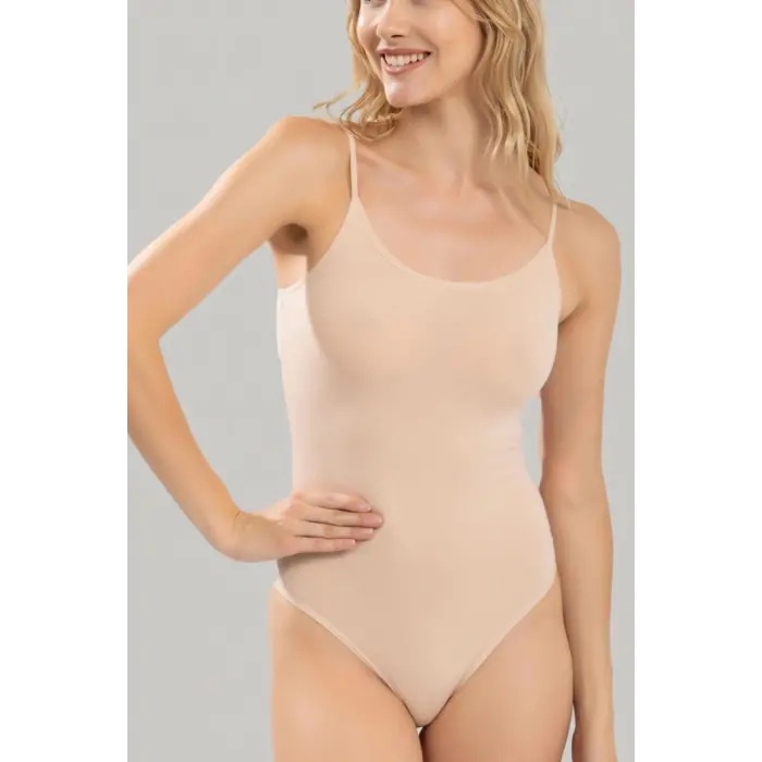 LYYN Dikişsiz İp Askılı Badi  Kadın Ak4247