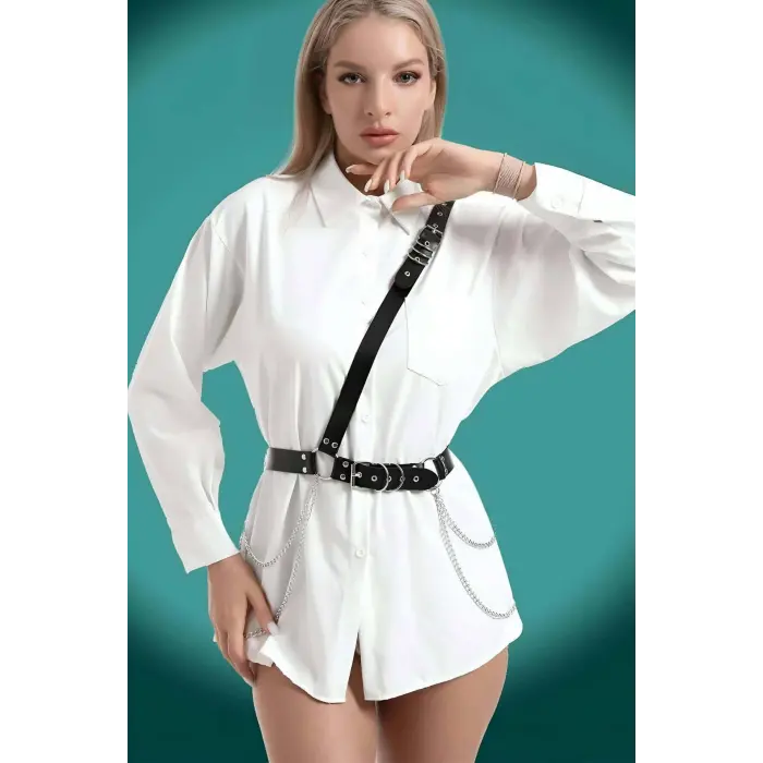 LYYN Elbise - Gömlek Üzeri Şık Deri Kemer - Brf813