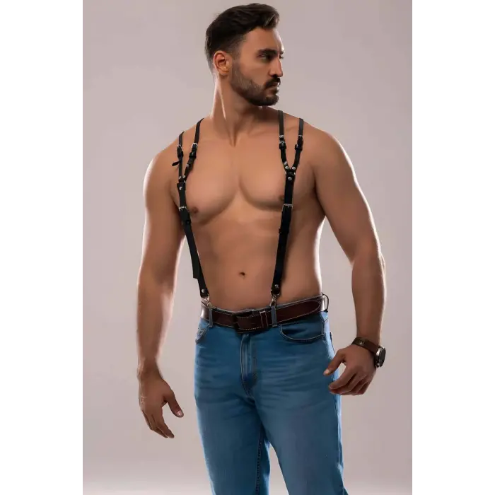 LYYN Erkek Omuzdsan Askılı Deri Harness - Brfm140