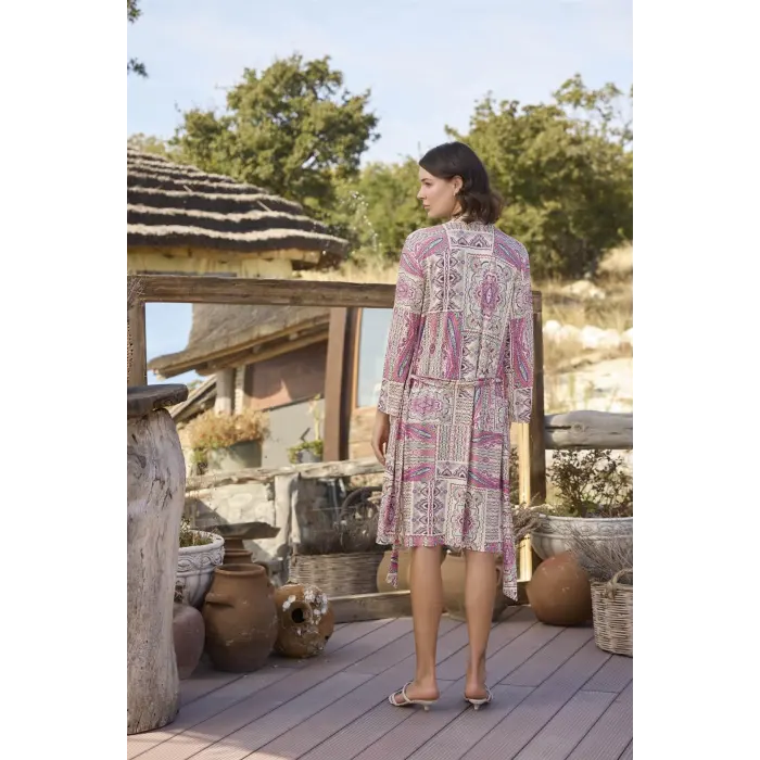 LYYN Etnik Deseni Ve Dantelli Sabahlık Takımı