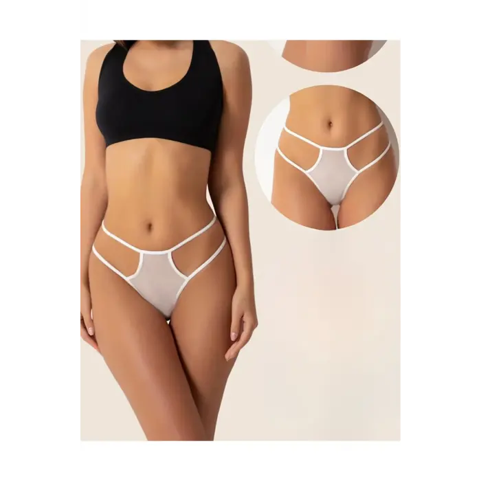 LYYN Fantazi Beyaz Seksi Tül Kadın String - Fantezi Tanga