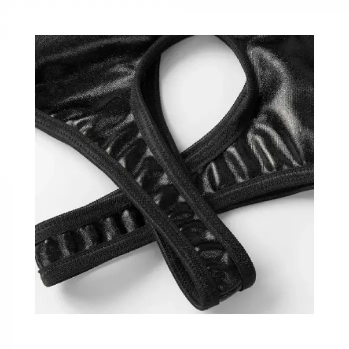 LYYN Fantezi Siyah Özel Bölgeleri Açık Parlak Külot