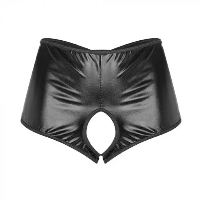 LYYN Fantezi Siyah Özel Bölgeleri Açık Parlak Külot