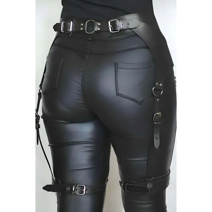 LYYN Giysi Üzeri Giyilebilir Deri Jartiyer Harness - Brf1268