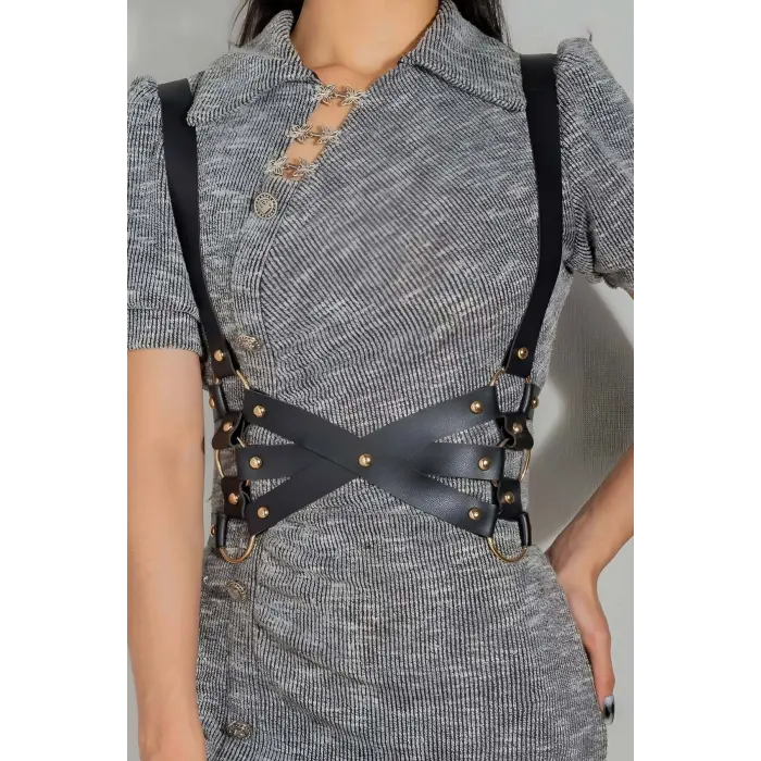 LYYN Seksi Deri Döğüs Harness - Brf1186