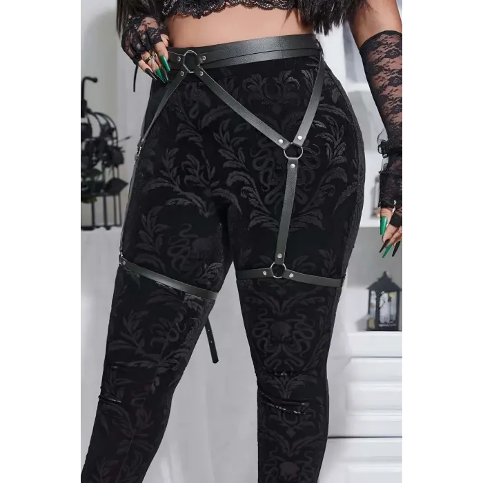 LYYN Seksi Deri Jartiyer Harness - Brf956