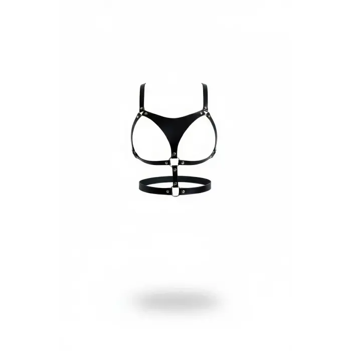 LYYN Siyah Göğüs Harness Deri O-ring Detaylı - Brf1388