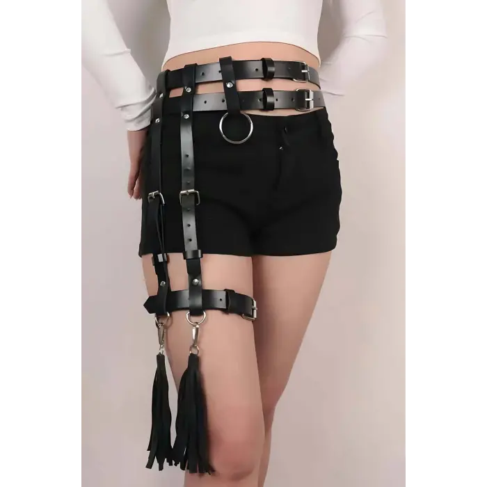 LYYN Tek Bacak Deri Jartiyer Harness - Brf1172