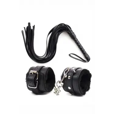 Arias Closet Deri Bileklik Kırbaç Harness Set