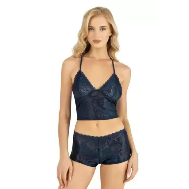 Arias Closet Lacivert Saten Şort Takımı 9222