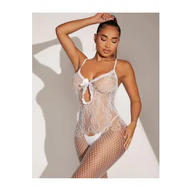 Beyaz Fantezi Kadın Seksi  Vücut Çorabı