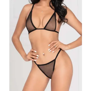 LYYN Büyük Beden Fantezi Seksi File Sütyen Külot Takımı Fantezi İç Çamaşırı