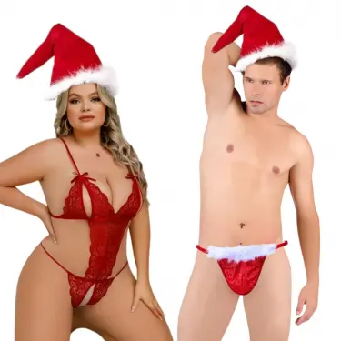 LYYN Büyük Beden Seksi Erkek Ve Kadın Yılbaşı Seti