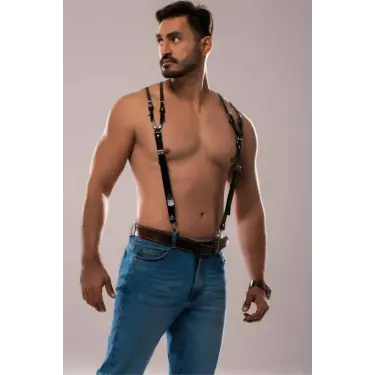 LYYN Erkek Omuzdsan Askılı Deri Harness - Brfm140
