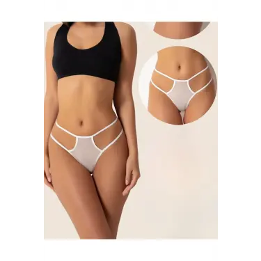 LYYN Fantazi Beyaz Seksi Tül Kadın String - Fantezi Tanga