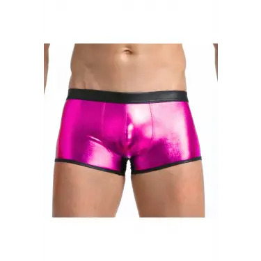 LYYN Fantezi Deri Görünümlü Pembe Erkek Boxer - Fantezi Tanga