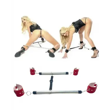 LYYN Fantezi Kırmızı Deri Seksi Borulu Yatak Kelepçesi