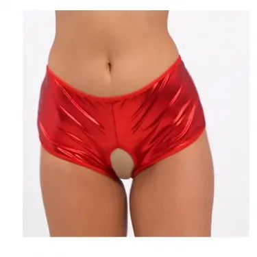 LYYN Fantezi Kırmızı Özel Bölgeleri Açık Parlak Külot
