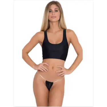 LYYN Fantezi Şefaf Lastikli Siyah Tanga