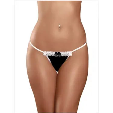 LYYN Fantezi Siyah Beyaz Dantelli Seksi Tanga