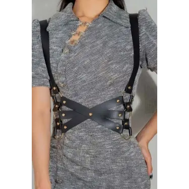 LYYN Seksi Deri Döğüs Harness - Brf1186