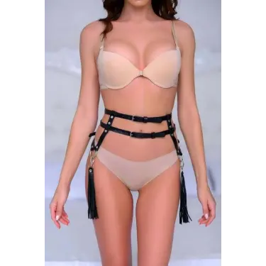 LYYN Sık Deri Püsküllü Bel Kemer Harness - Brf1045