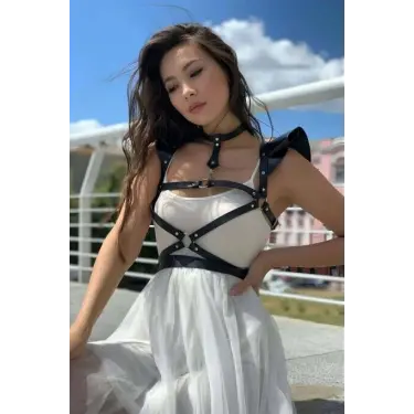 LYYN Şık Deri Seksi Göğüs Deri Harness - Brf996