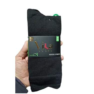 LYYN Vila Erkek 3lü Siyah Bambu Çorap .