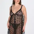 Arias Closet Büyük Beden Siyah Gecelik 3041