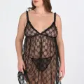 Arias Closet Büyük Beden Siyah Gecelik 3041