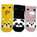 LYYN 3 Çift Sevimli Hayvan Baskılı Pamuklu Kadın Bilek Çorap