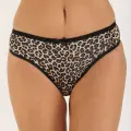 LYYN 6 Adet Likralı Kadın Slip Külot Leopar Siyah Mavi