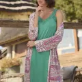 LYYN Arias Closet Etnik Deseni ve Dantelli Sabahlık Takımı