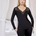 LYYN Arias Closet Uzun Kollu Dantelli ve Dekolteli Pijama Takımı