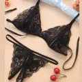 LYYN Büyük Beden Fantezi Siyah Dantelli Seksi Sütyen Külot Takım