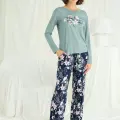 LYYN Çiçek Ve Yaprak Desenli Baskılı Pijama Takımı