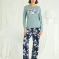 LYYN Çiçek Ve Yaprak Desenli Baskılı Pijama Takımı