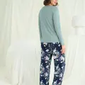 LYYN Çiçek Ve Yaprak Desenli Baskılı Pijama Takımı