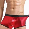 LYYN Fantezi Deri Görünümlü Kırmızı Erkek Boxer Tanga