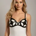 LYYN Siyah Göğüs Harness Deri Detaylı Kafes Bralet - Brf1155