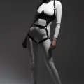 LYYN Siyah Göğüs Harness Deri Tokalı Vücut Korse - Brf1402