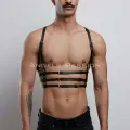 3 Sıralı Erkek  Göğüs Harness, Şık T-shirt Üzeri Aksesuar - Brfm107